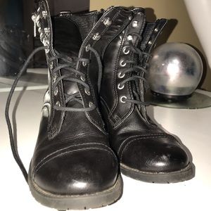 Zip Up Combat Boots Small Heel
